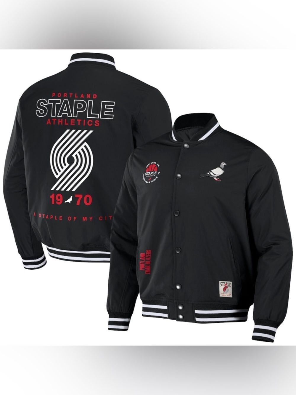 Staple x Portland Trail Blazers Pigeon Snap Varsity Snap Jacket NBA Men’s Large